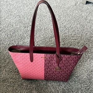Michael Kors Two-Tone Pink and Burgundy Tote